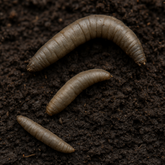 Afbeelding van emelt larve - bruine gladde worm