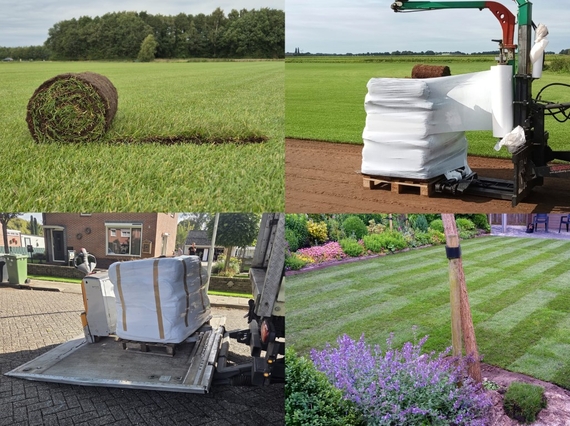 Pallet rollen grasmatten vers voor leggen gazon tuin grasperk