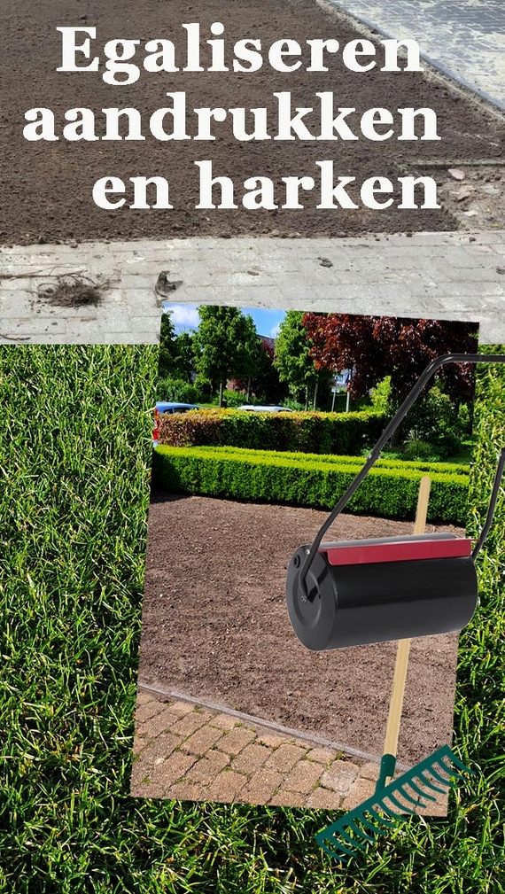 Een voorbereide ondergrond voor het leggen van grasmatten geegaliseerd en verdicht
